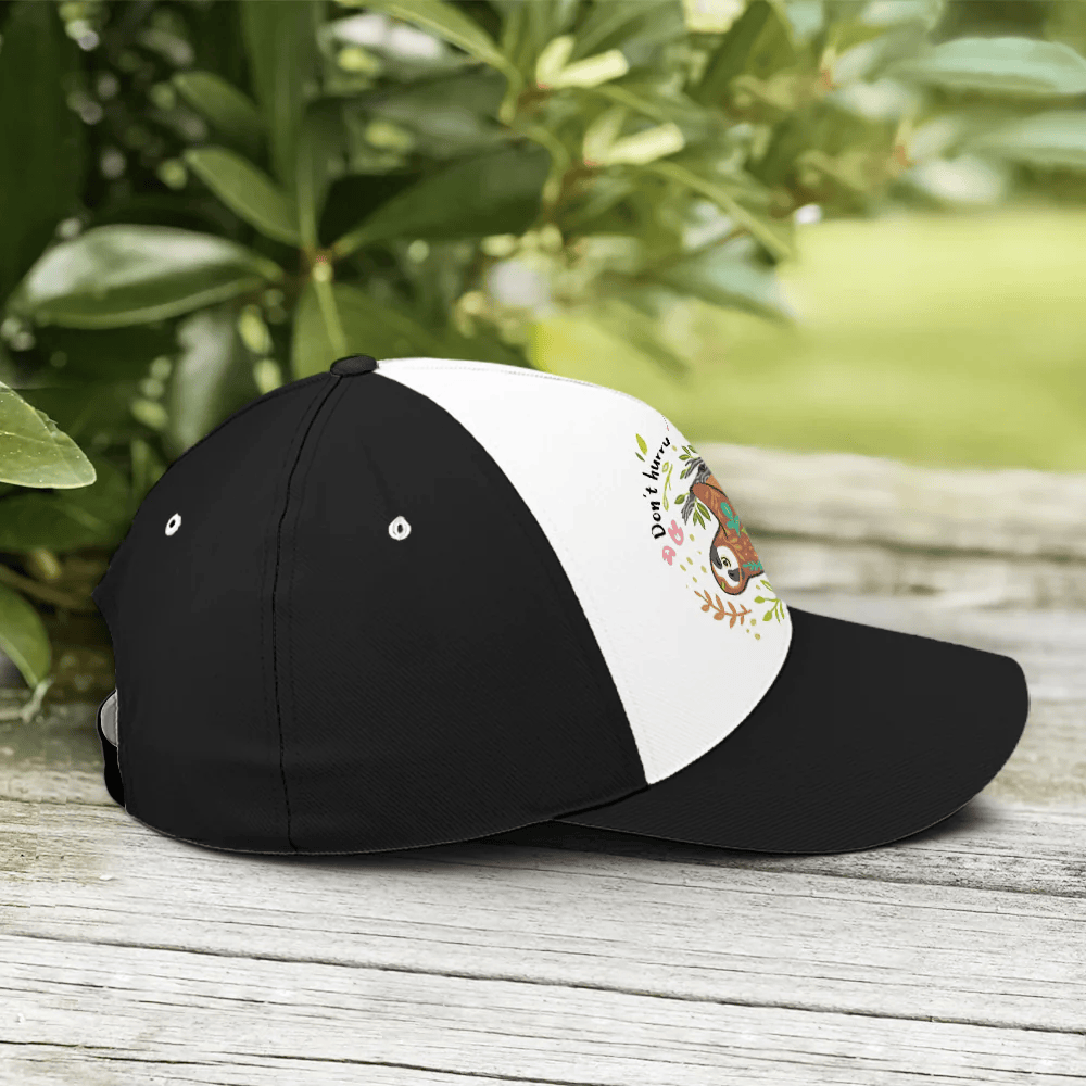 Adeenyc Don't Hurry Be Happy Floral Sloth Baseball Cap Trucker Hats Custom Hats Gifts For Men & Women