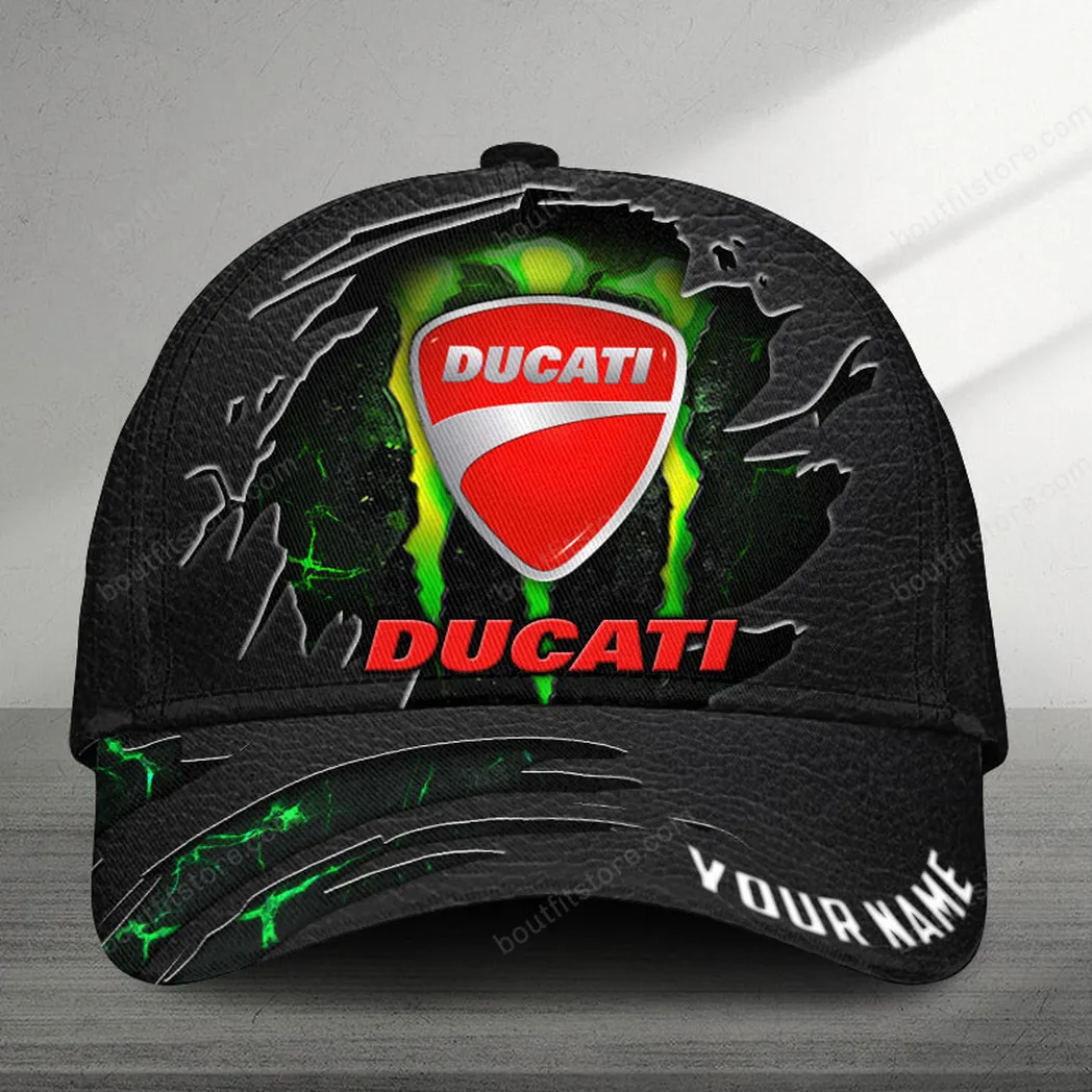 Adeenyc Ducati Black Cap, Customized Name Hat 3d Baseball Cap Classic Hat 