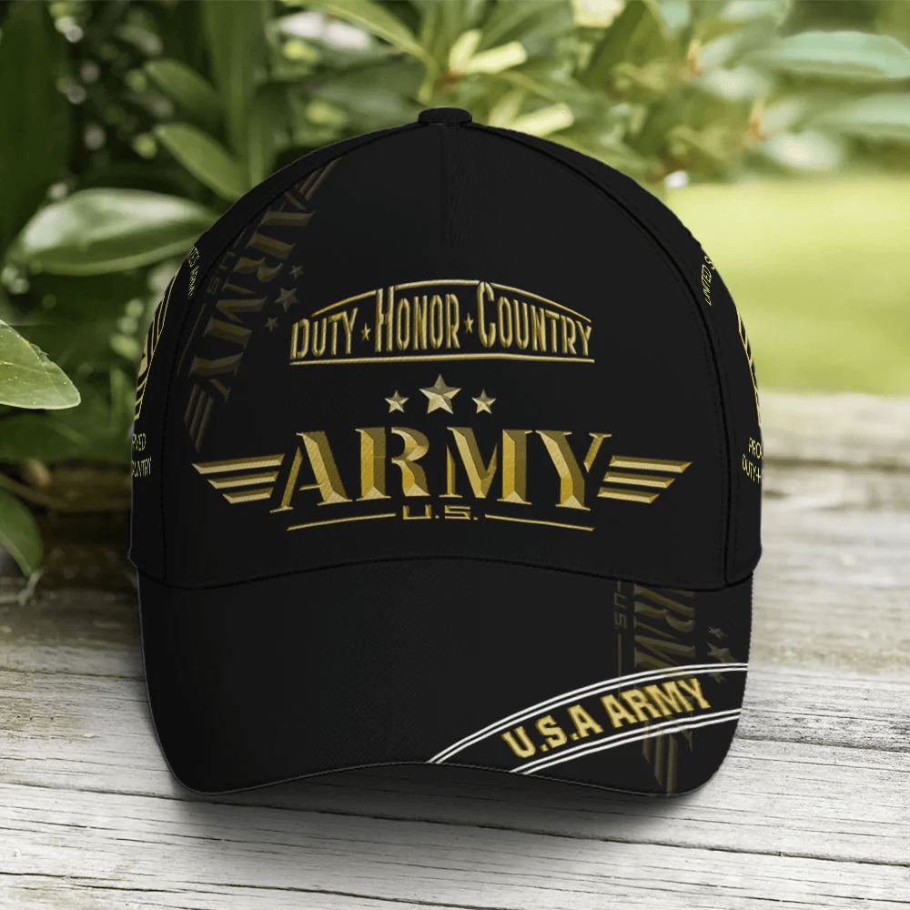 Adeenyc Duty Honor Country Army Baseball Cap All Over Print Trucker Hats Custom Hats Gifts For Men & Women