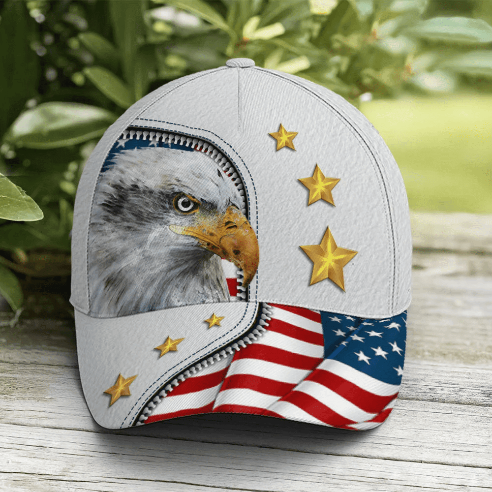 Adeenyc Eagle And US Flag Baseball Cap All Over Print Trucker Hats Custom Hats Gifts For Men & Women