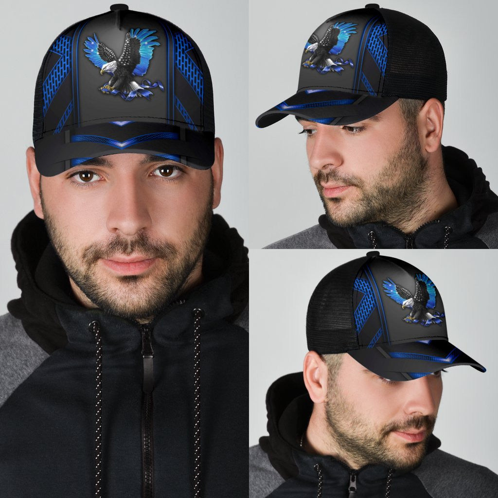 Adeenyc Eagle Back The Blue Mesh Back All Over Print Classic Cap Trucker Hats Custom Hats Gifts For Men & Women