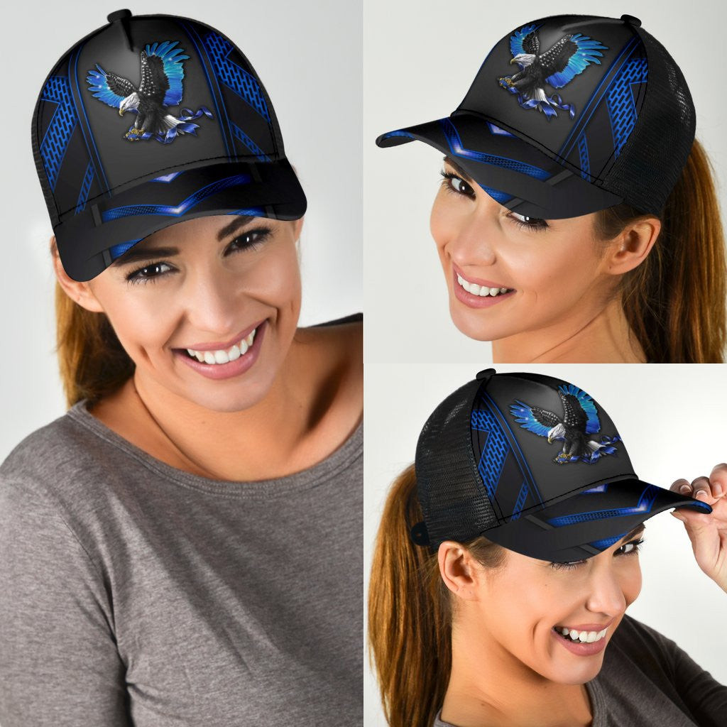 Adeenyc Eagle Back The Blue Mesh Back All Over Print Classic Cap Trucker Hats Custom Hats Gifts For Men & Women