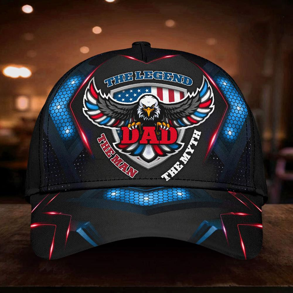 Adeenyc Eagle Dad The Man The Legend The Myth Cap Honor Fathers Day Hat Gift For Dad Grandad Classic Cap Trucker Hats Custom Hats Gifts For Men & Women