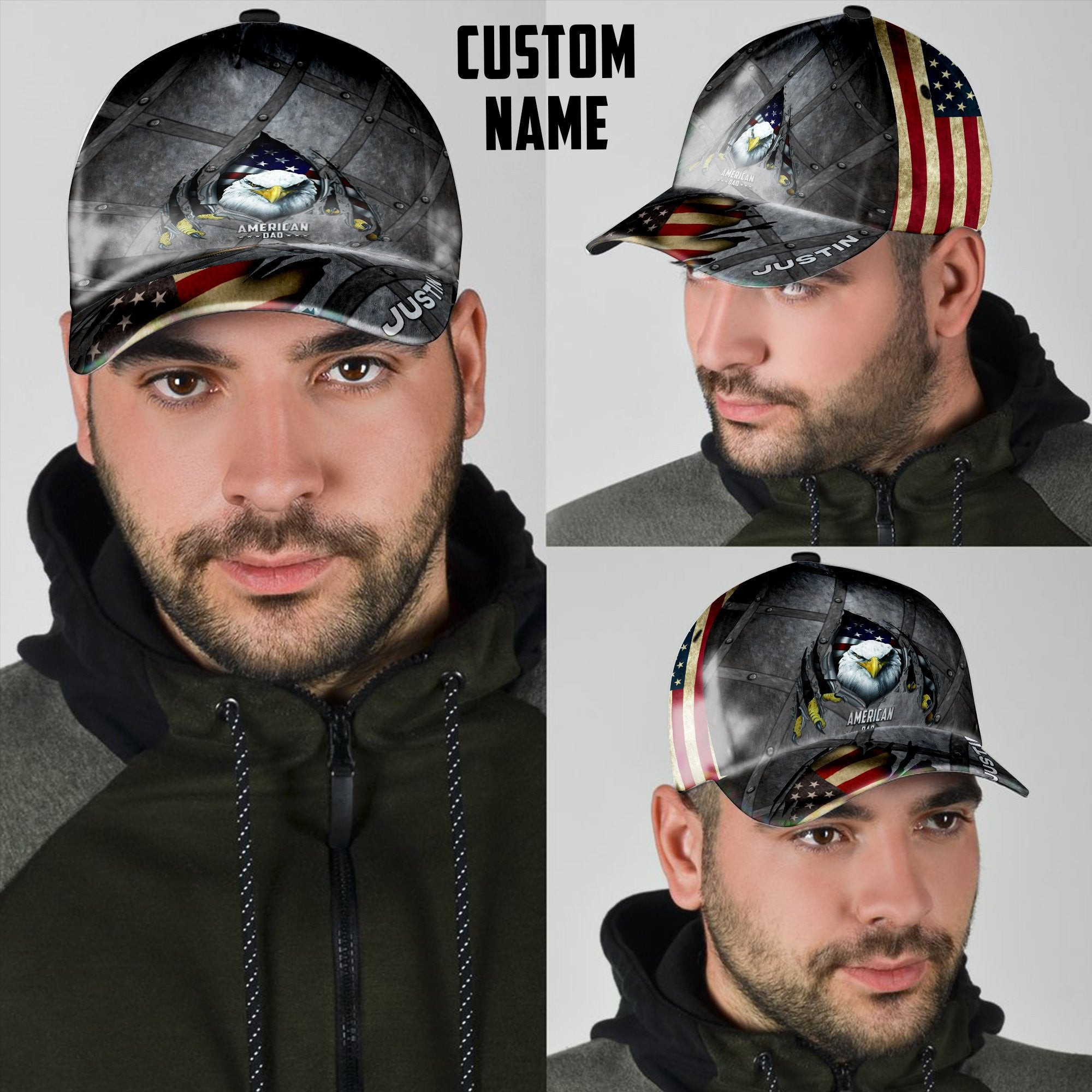 Adeenyc Eagle Father Day All Over Print Classic Cap Trucker Hats Custom Hats Gifts For Men & Women