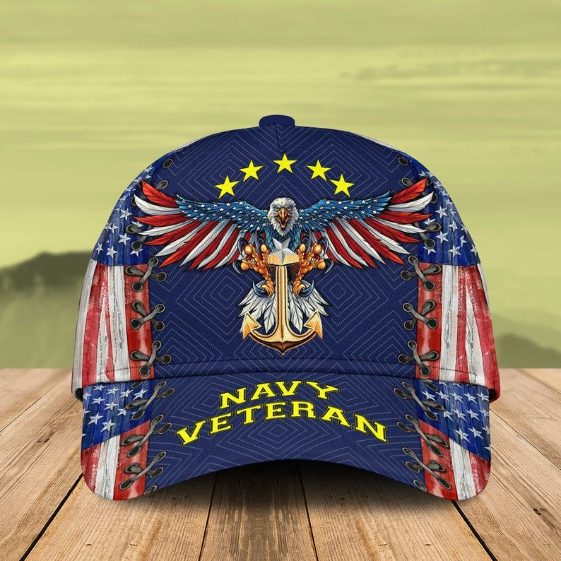 Adeenyc Eagle US Navy Veteran Hat American Flag Patriotic Navy Veteran Ball Caps Unique Gifts Trucker Hats Custom Hats Gifts For Men & Women