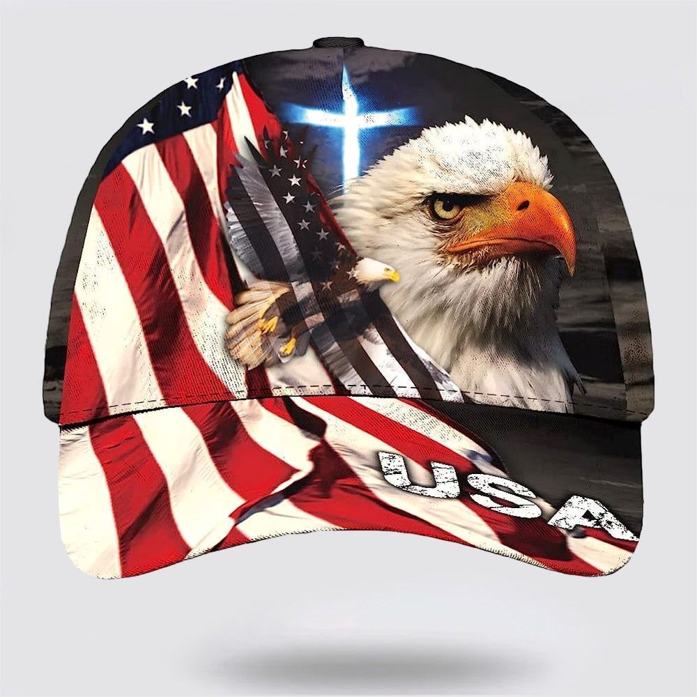 Adeenyc Eagle With The Cross All Over Print Baseball Cap, God Baseball Cap, Christian Cap, Christian Hat Trucker Hats Custom Hats Gifts For Men & Women