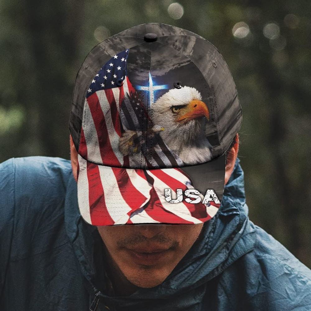 Adeenyc Eagle With The Cross All Over Print Baseball Cap, God Baseball Cap, Christian Cap, Christian Hat Trucker Hats Custom Hats Gifts For Men & Women
