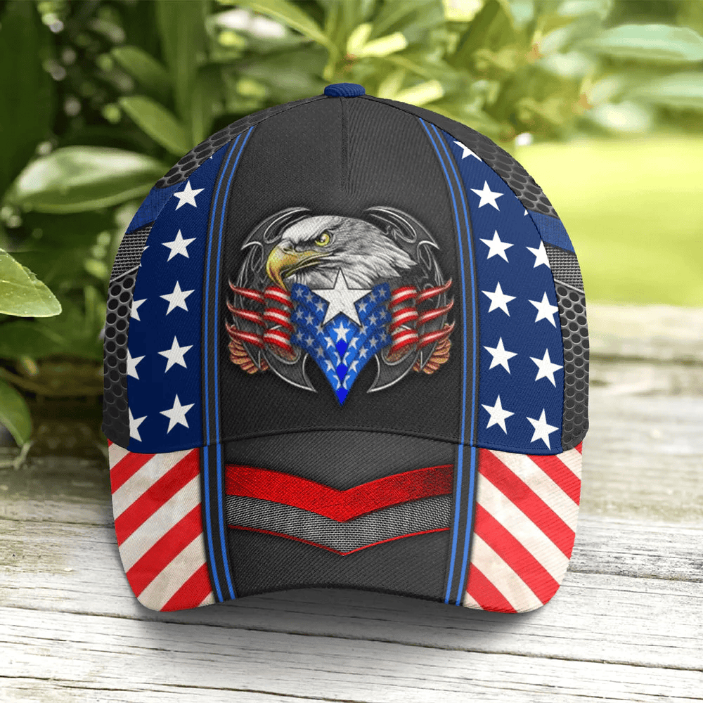 Adeenyc Eagles America US Flag Metallic Baseball Cap Trucker Hats Custom Hats Gifts For Men & Women