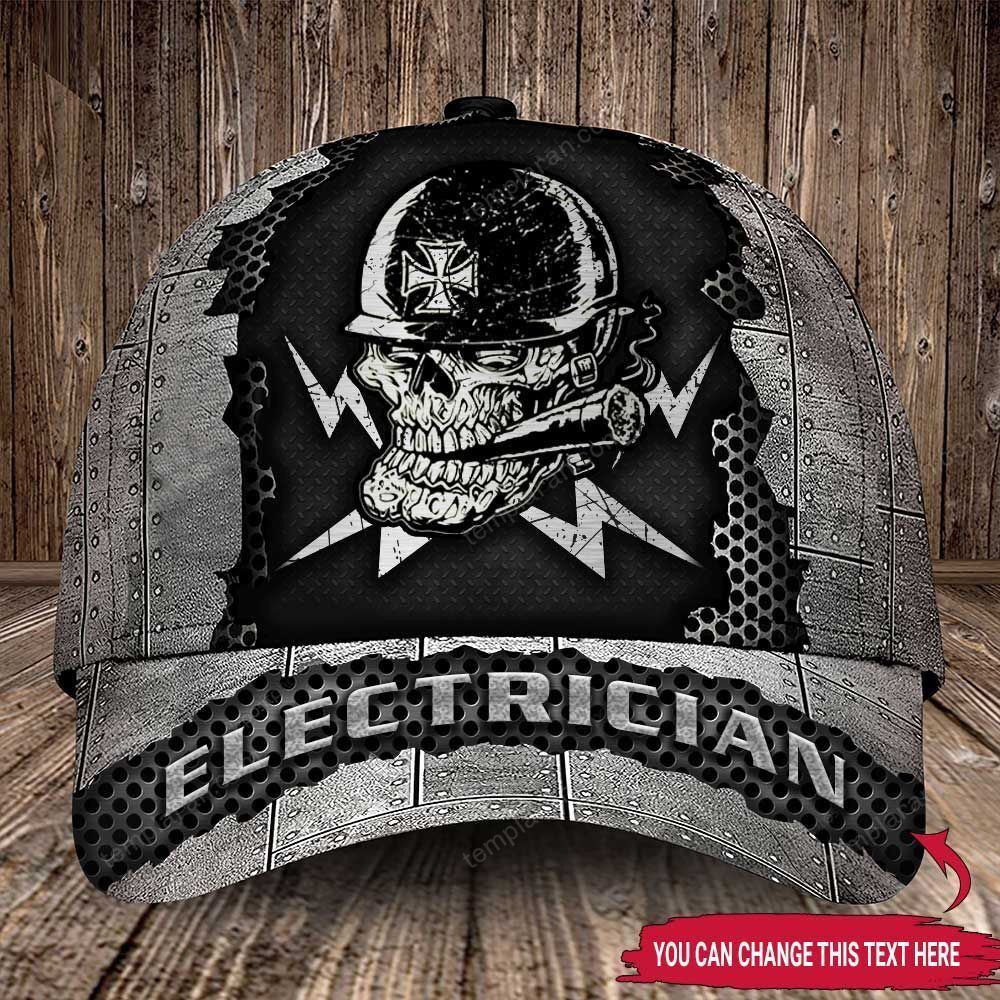 Adeenyc - Electrician Customize Skull Classic Cap Baseball Hat Trucker Hats Custom Hats Gifts For Men & Women