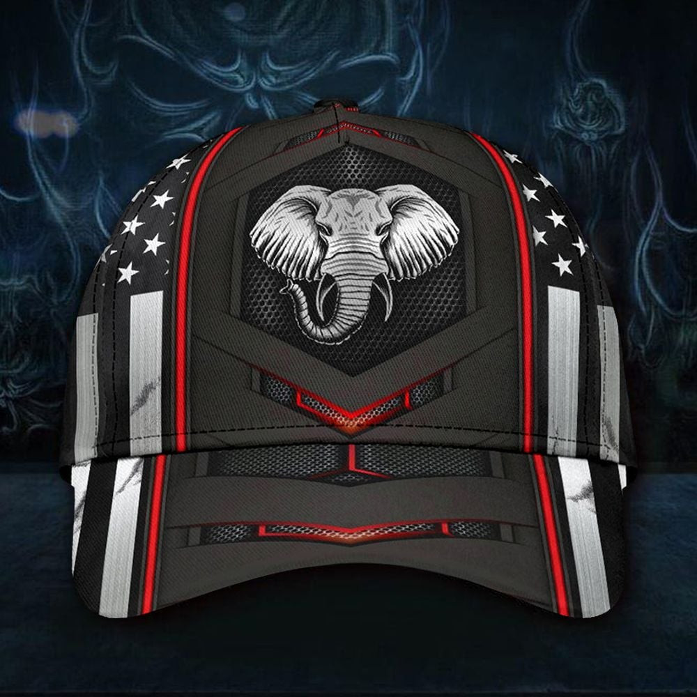 Adeenyc Elephant Red Pattern Classic Cap Breathable Classic Cap, Personalized Classic Cap Trucker Hats Custom Hats Gifts For Men & Women