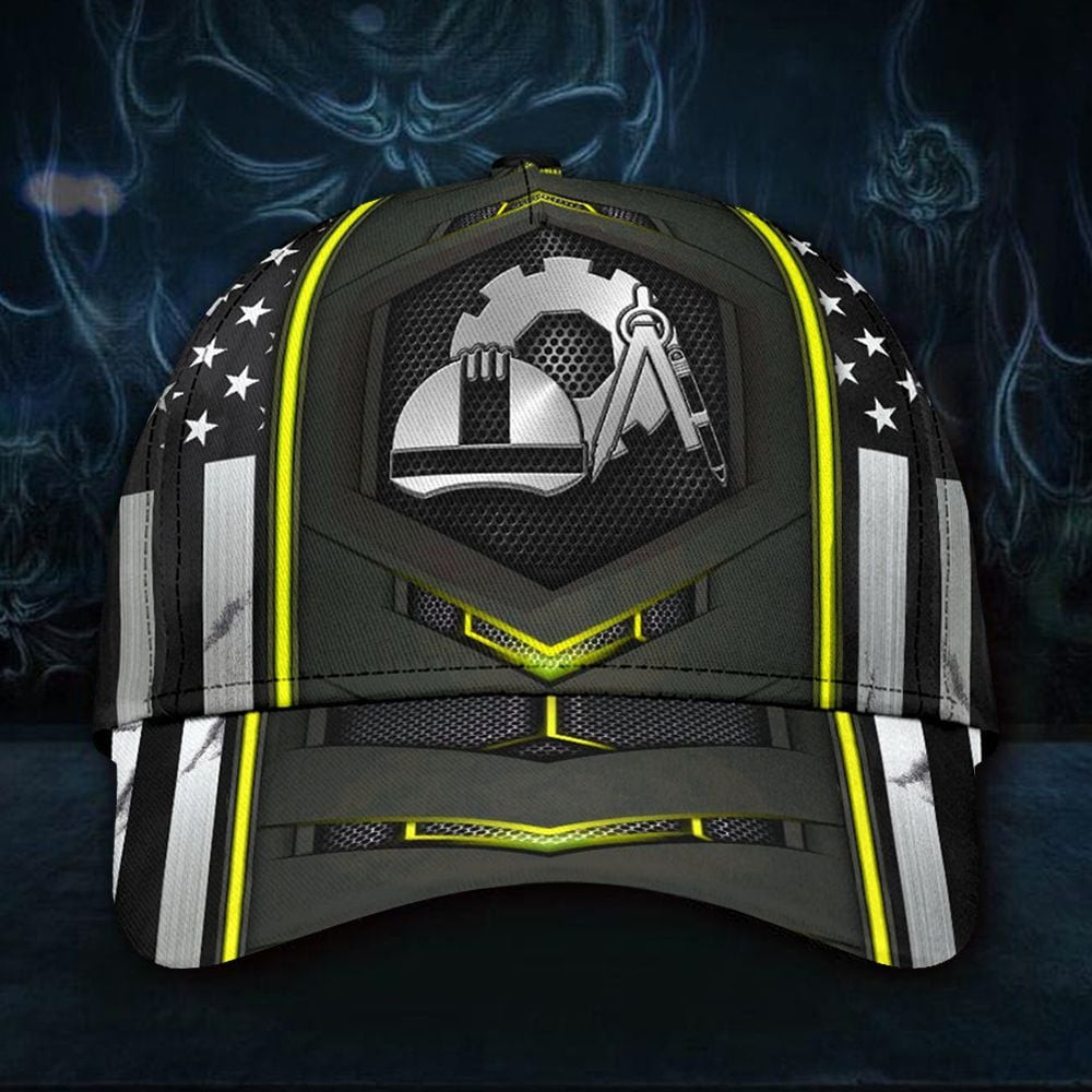 Adeenyc Engineer American Flag Classic Cap Flexfit Hat Cool  Engineer Graduation Gift Ideas Trucker Hats Custom Hats Gifts For Men & Women
