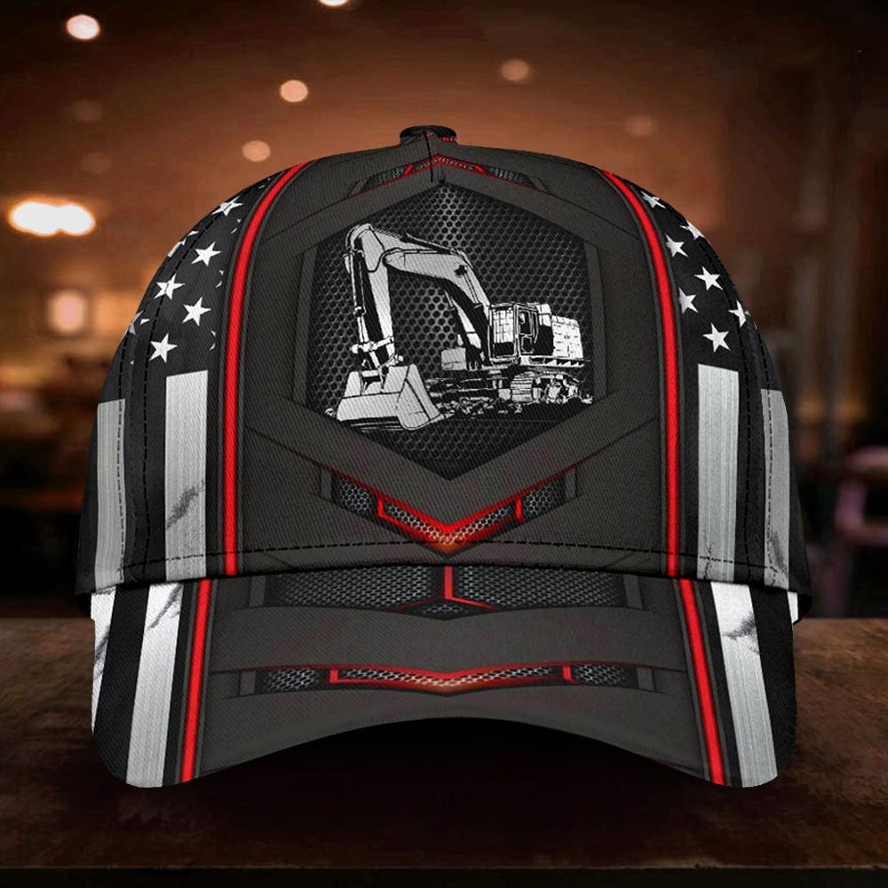 Adeenyc Excavator American Flag Hat Baseball Cap Honor Career Excavator Operator Driver Gift Classic Cap Trucker Hats Custom Hats Gifts For Men & Women