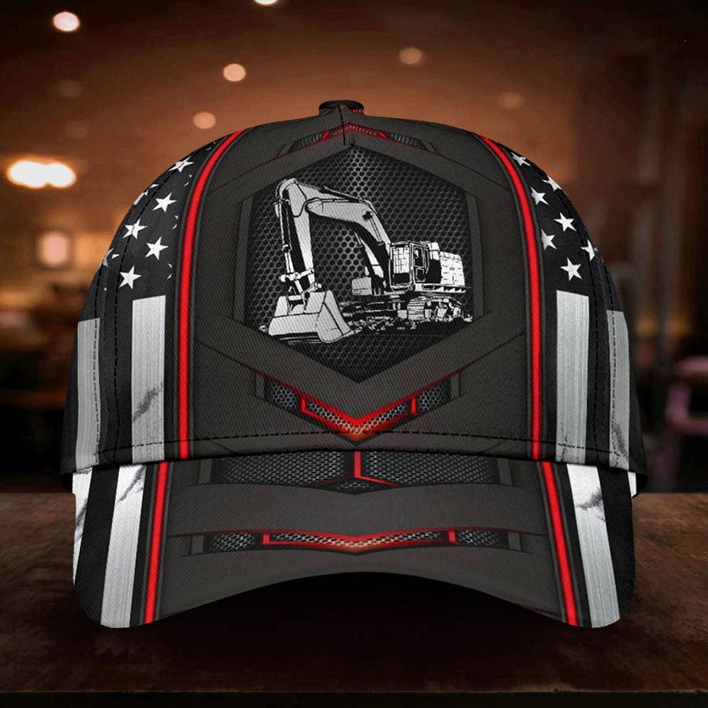 Adeenyc Excavator American Flag Hat Baseball Classic Cap Honor Career Excavator Operator Driver Gift Trucker Hats Custom Hats Gifts For Men & Women