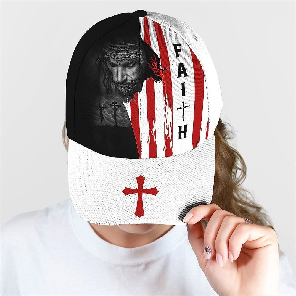 Adeenyc Faith American Flag And God And Cross All Over Print Baseball Cap, God Baseball Cap, Christian Cap, Christian Hat Trucker Hats Custom Hats Gifts For Men & Women