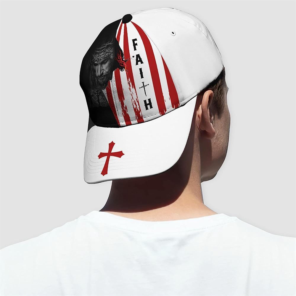 Adeenyc Faith American Flag And God And Cross All Over Print Baseball Cap, God Baseball Cap, Christian Cap, Christian Hat Trucker Hats Custom Hats Gifts For Men & Women