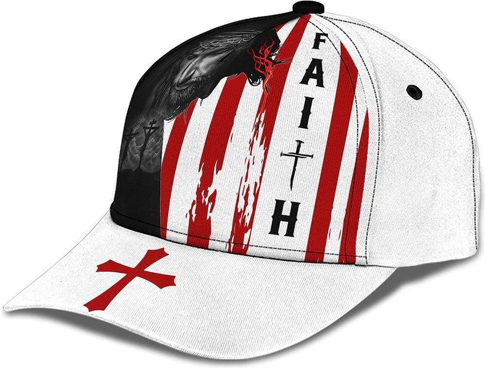 Adeenyc Faith American Flag And God And Cross All Over Print Baseball Cap, God Baseball Cap, Christian Cap, Christian Hat Trucker Hats Custom Hats Gifts For Men & Women