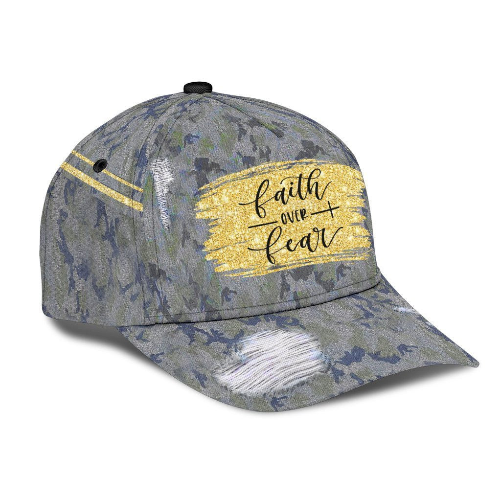 Adeenyc Faith Over Fear Camo 3D All Over Printed Classic Cap Love God Gift Trucker Hats Custom Hats Gifts For Men & Women