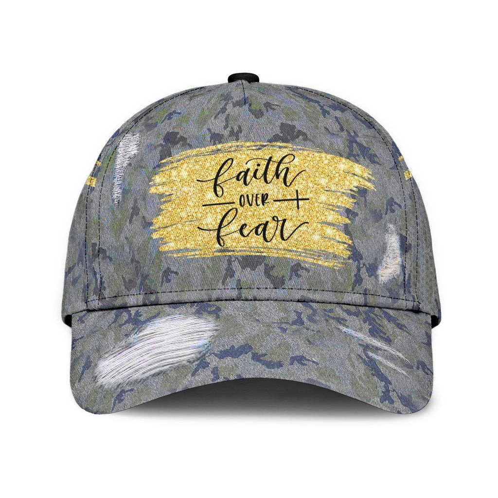Adeenyc Faith Over Fear Camo 3D All Over Printed Classic Cap Love God Gift Trucker Hats Custom Hats Gifts For Men & Women