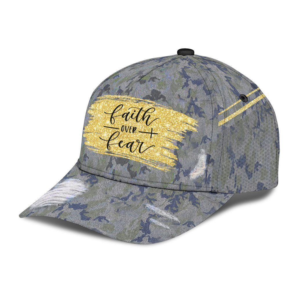 Adeenyc Faith Over Fear Camo 3D All Over Printed Classic Cap Love God Gift Trucker Hats Custom Hats Gifts For Men & Women