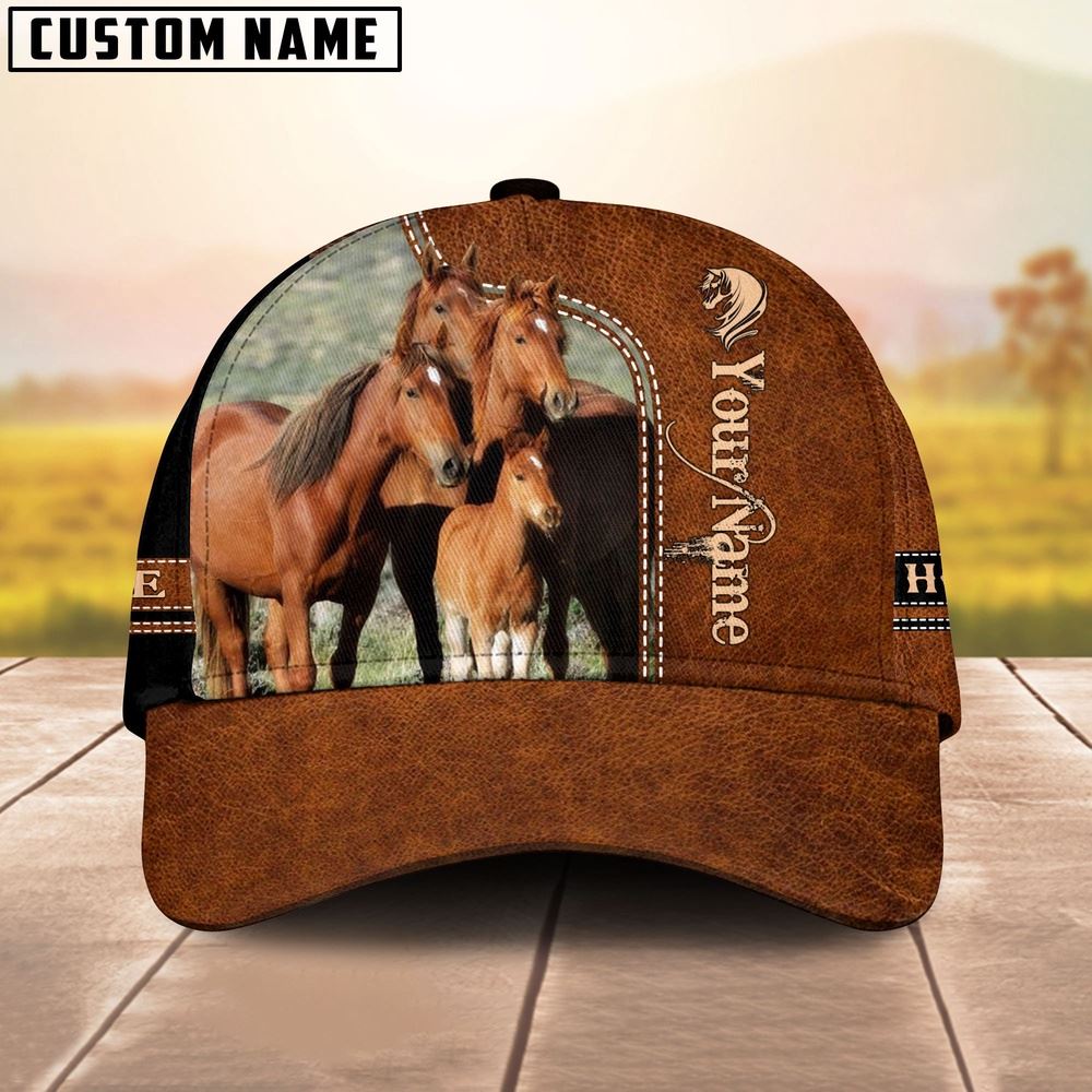 Adeenyc Family Horse Customized Name Cap, Farm Cap, Farmer Baseball Cap, Cow Cap, Cow Gift, Farm Animal Hat Trucker Hats Custom Hats Gifts For Men & Women