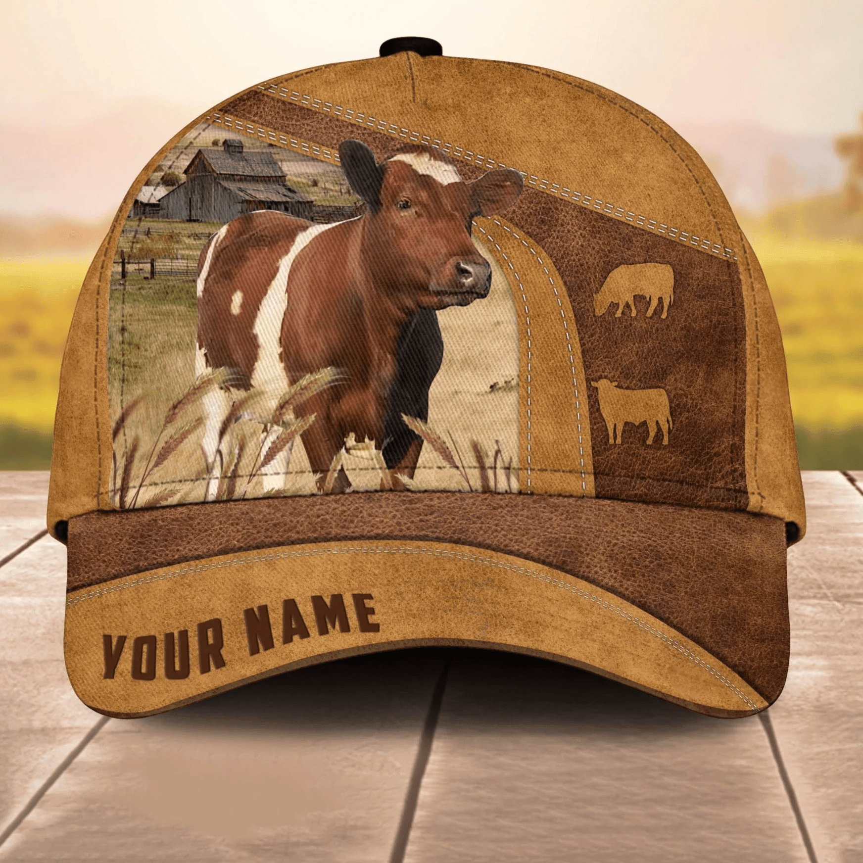 Adeenyc Farm Ayrshires Custom Name 3D Cap 3D All Over Print Baseball Cap, Cap For Farm Lovers, Animal Cap, Leather Pattern Cap Trucker Hats Custom Hats Gifts For Men & Women