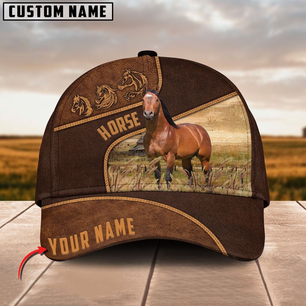 Adeenyc Farm Horse Customized Name Brown Cap, Farm Cap, Farmer Baseball Cap, Cow Cap, Cow Gift, Farm Animal Hat Trucker Hats Custom Hats Gifts For Men & Women