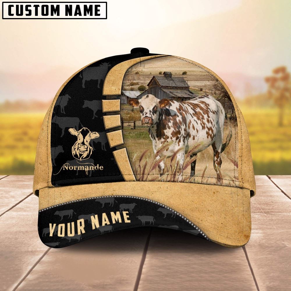 Adeenyc Farm Normande Custom Name Retro Cap, Farm Cap, Farmer Baseball Cap, Cow Cap, Cow Gift, Farm Animal Hat Trucker Hats Custom Hats Gifts For Men & Women