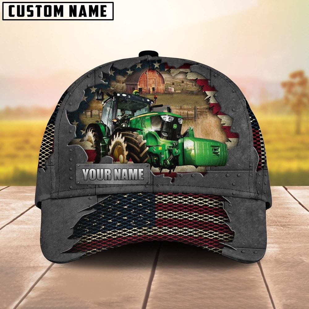 Adeenyc Farm Tractor Customized Name US Flag Net Cap, Farm Cap, Farmer Baseball Cap, Cow Cap, Cow Gift, Farm Animal Hat Trucker Hats Custom Hats Gifts For Men & Women
