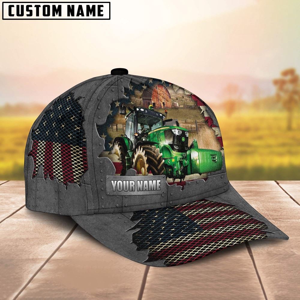 Adeenyc Farm Tractor Customized Name US Flag Net Cap, Farm Cap, Farmer Baseball Cap, Cow Cap, Cow Gift, Farm Animal Hat Trucker Hats Custom Hats Gifts For Men & Women