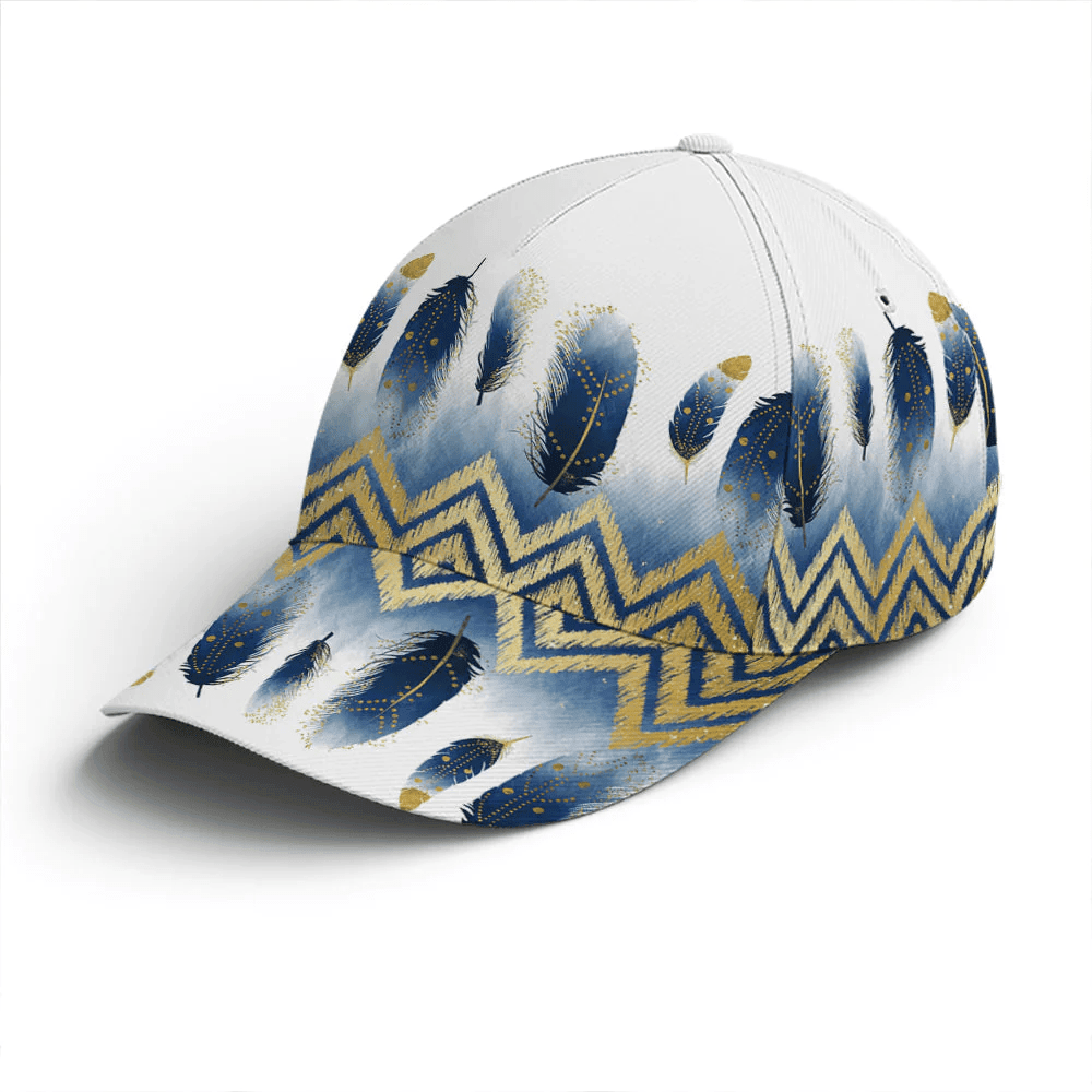 Adeenyc Feather Slim Blue White Classic Baseball Cap Trucker Hats Custom Hats Gifts For Men & Women