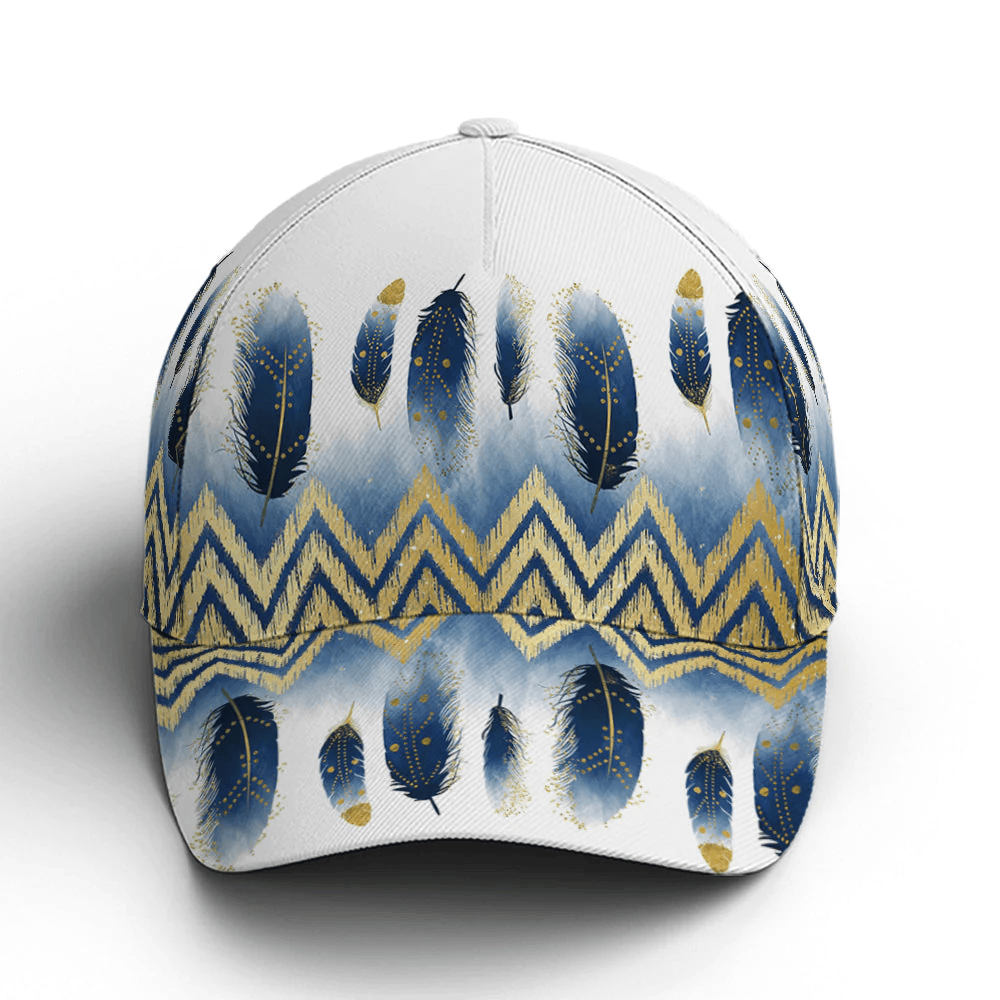 Adeenyc Feather Slim Blue White Classic Baseball Cap Trucker Hats Custom Hats Gifts For Men & Women