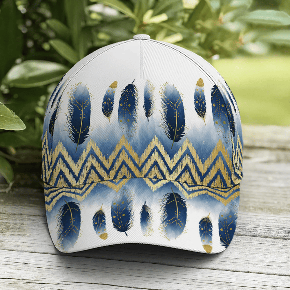 Adeenyc Feather Slim Blue White Classic Baseball Cap Trucker Hats Custom Hats Gifts For Men & Women