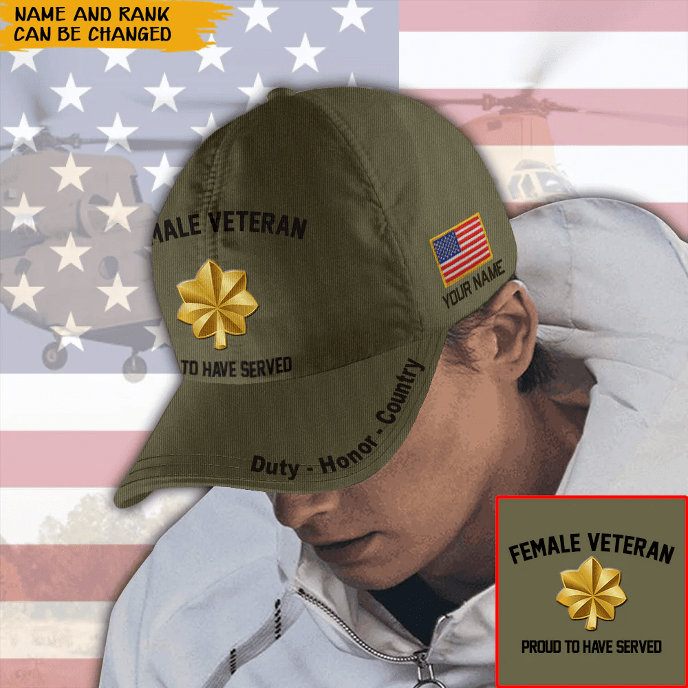 Adeenyc Female Veteran Custom Cap Proudly Served Personalized Gift Trucker Hats Custom Hats Gifts For Men & Women