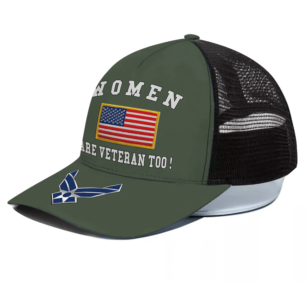 Adeenyc Female Veteran Custom Cap Women Are Veterans Too Personalized Gift Trucker Hats Custom Hats Gifts For Men & Women