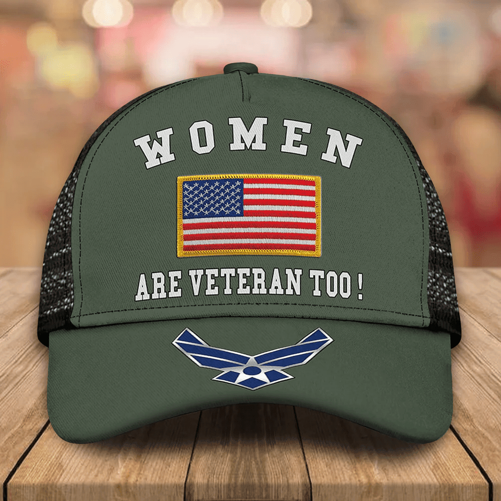 Adeenyc Female Veteran Custom Cap Women Are Veterans Too Personalized Gift Trucker Hats Custom Hats Gifts For Men & Women