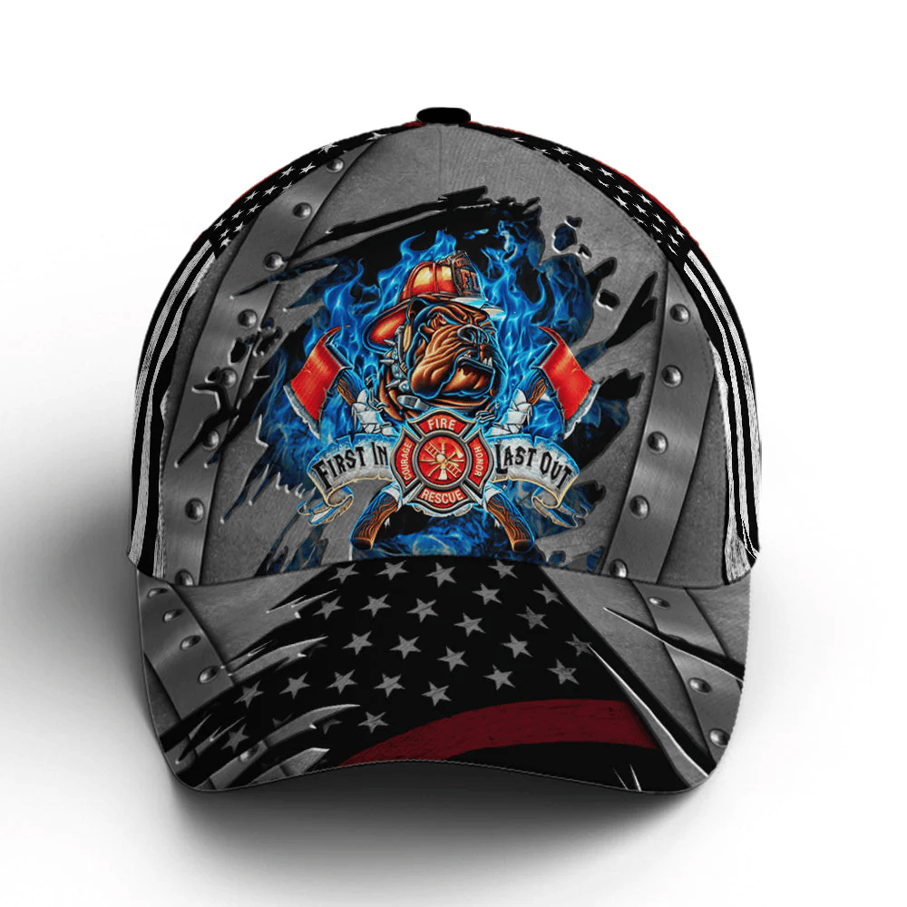 Adeenyc Firefighter First In Last Out Baseball Cap Trucker Hats Custom Hats Gifts For Men & Women