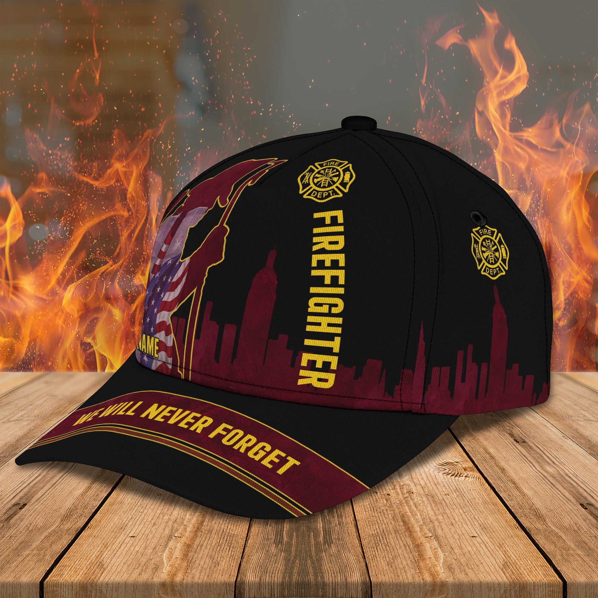 Adeenyc Firefighter Personalized Classic Cap Trucker Hats Custom Hats Gifts For Men & Women