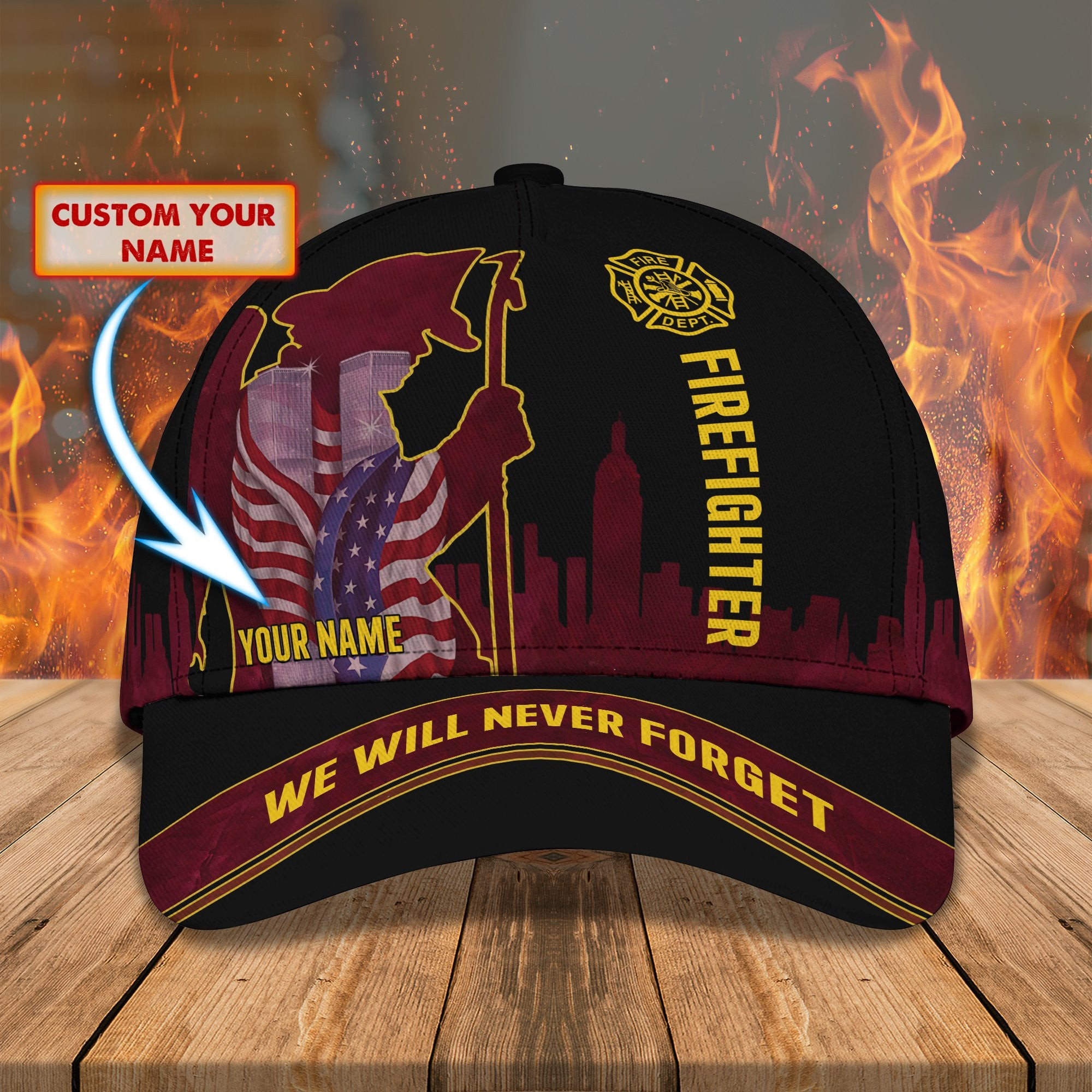Adeenyc Firefighter Personalized Classic Cap Trucker Hats Custom Hats Gifts For Men & Women