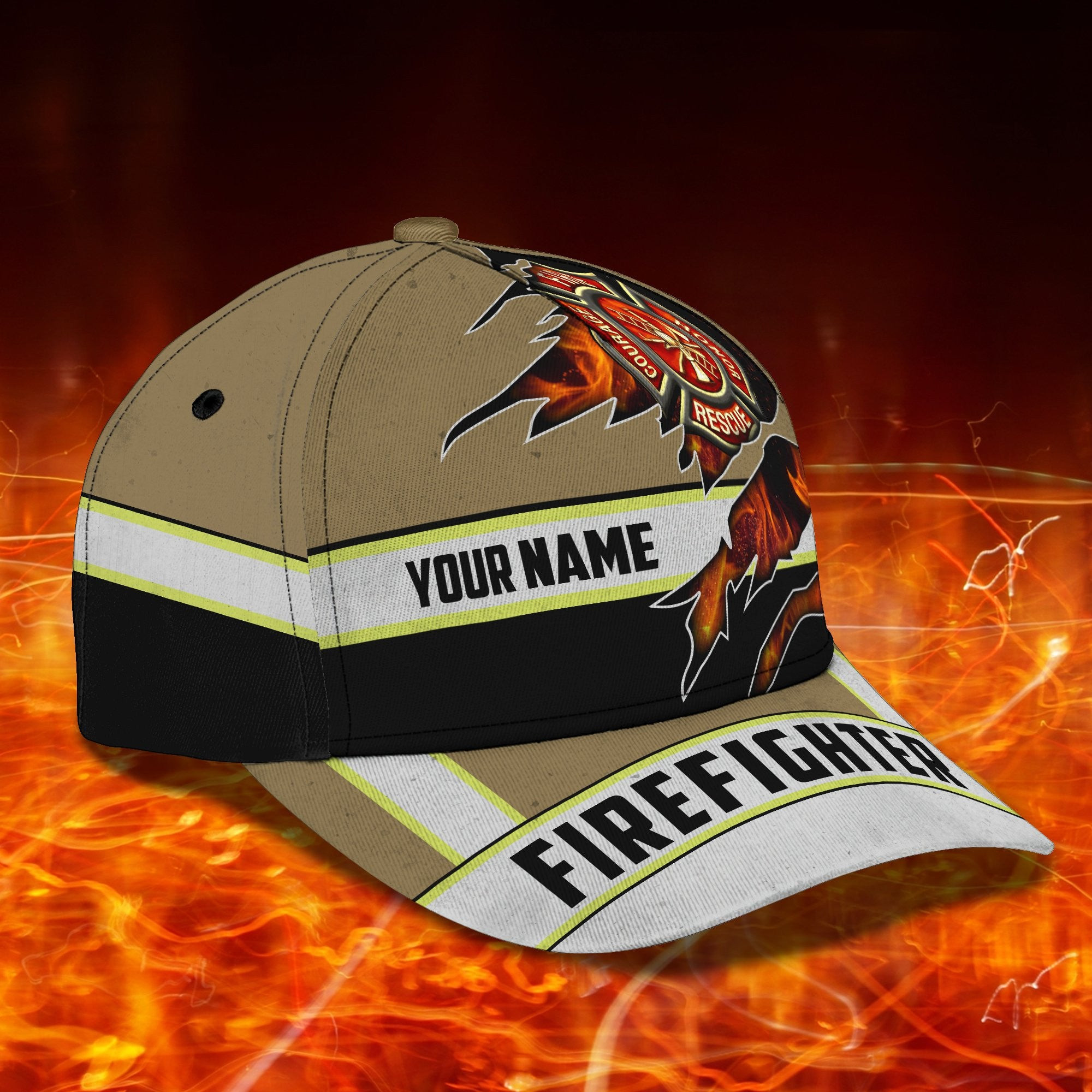 Adeenyc Firefighter - Personalized Name Classic Cap For Firefighter Trucker Hats Custom Hats Gifts For Men & Women