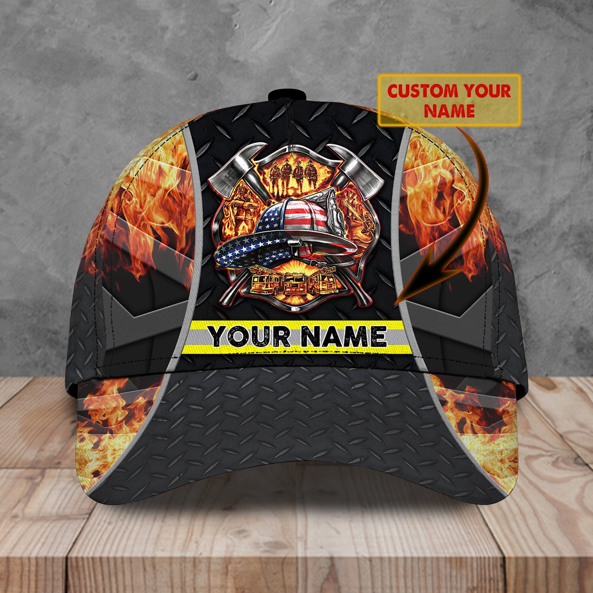 Adeenyc Firefighter - Personalized Name Classic Cap For Firefighter Trucker Hats Custom Hats Gifts For Men & Women