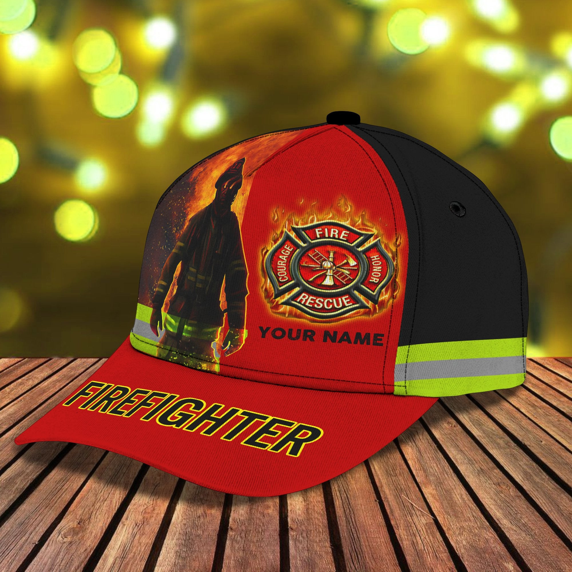Adeenyc Firefighter - Personalized Name Classic Cap For Firefighter Trucker Hats Custom Hats Gifts For Men & Women