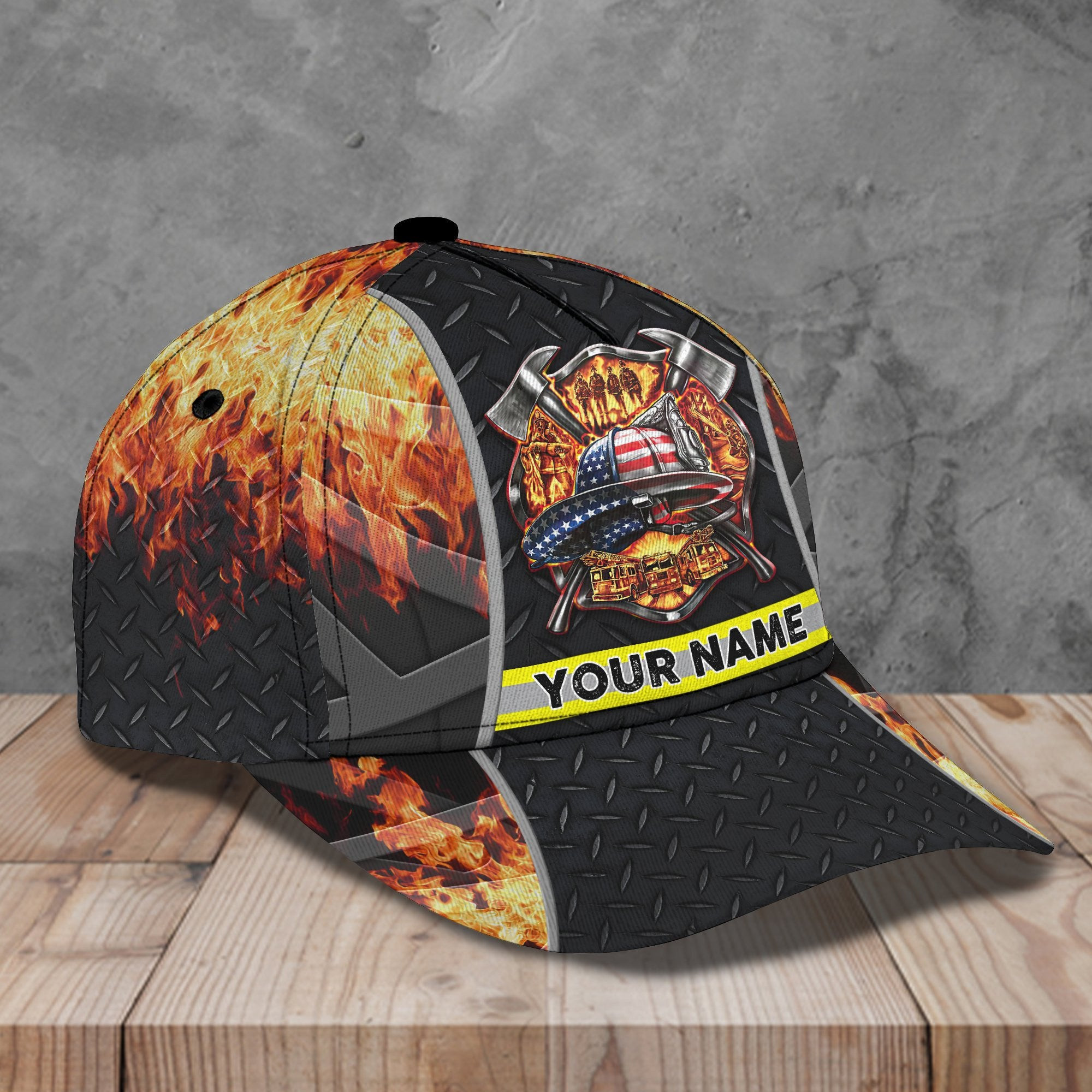 Adeenyc Firefighter - Personalized Name Classic Cap For Firefighter Trucker Hats Custom Hats Gifts For Men & Women