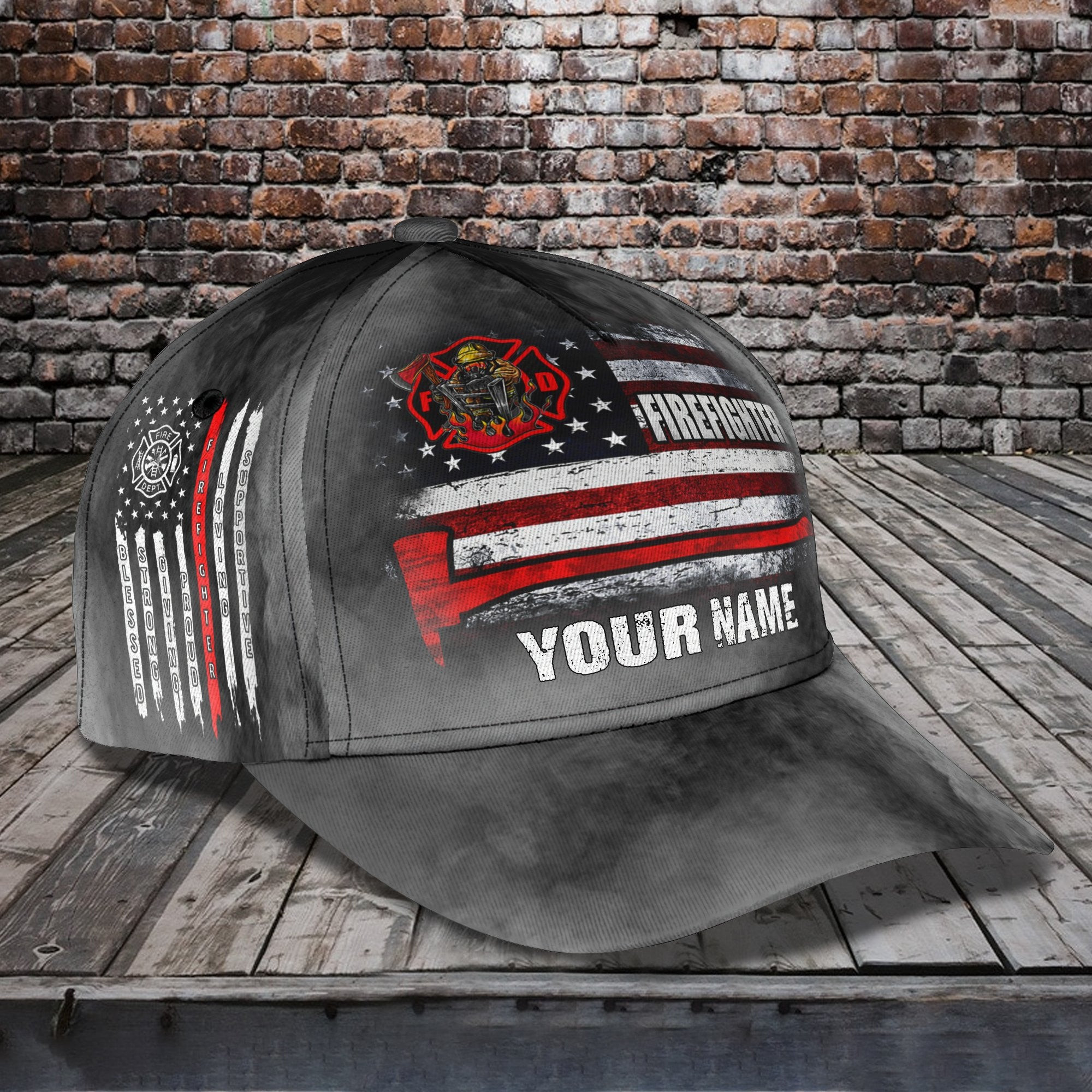 Adeenyc Firefighter - Personalized Name Classic Cap For Firefighter Trucker Hats Custom Hats Gifts For Men & Women