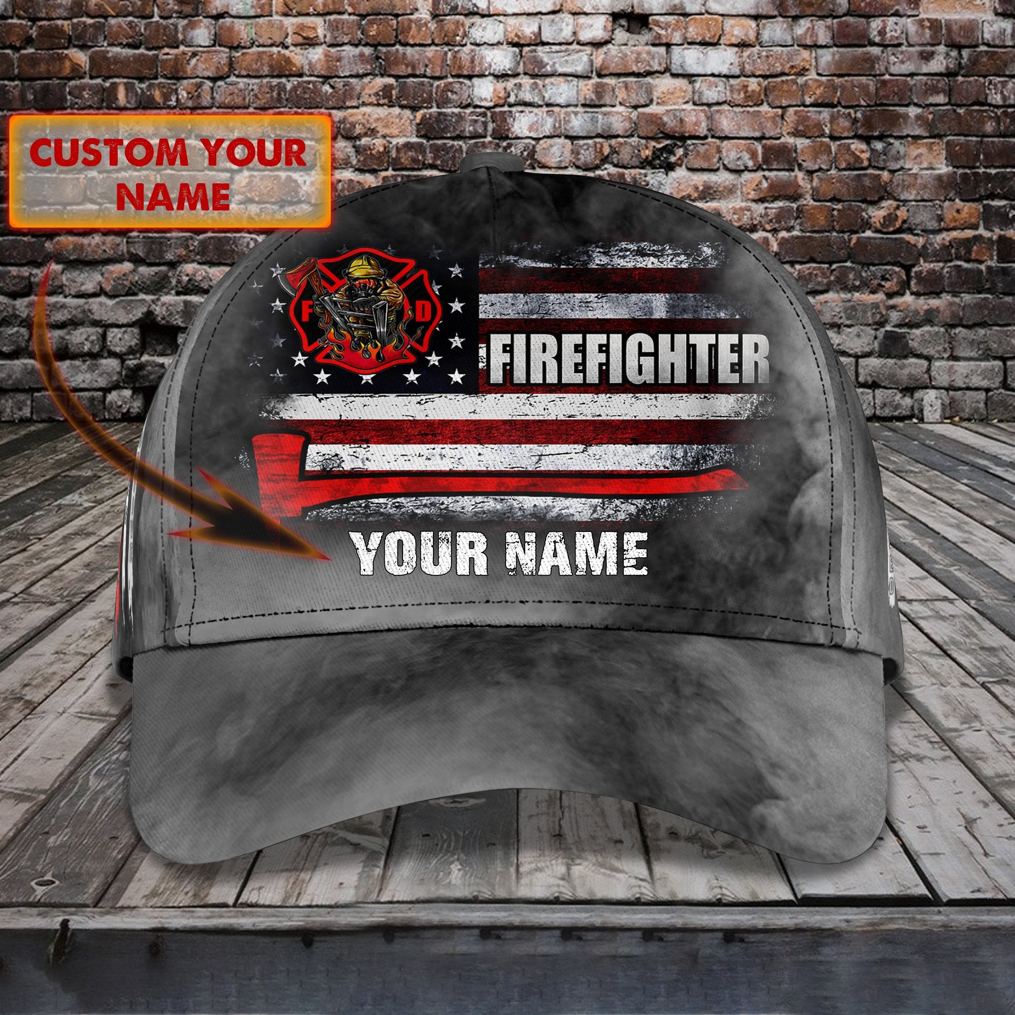 Adeenyc Firefighter - Personalized Name Classic Cap For Firefighter Trucker Hats Custom Hats Gifts For Men & Women