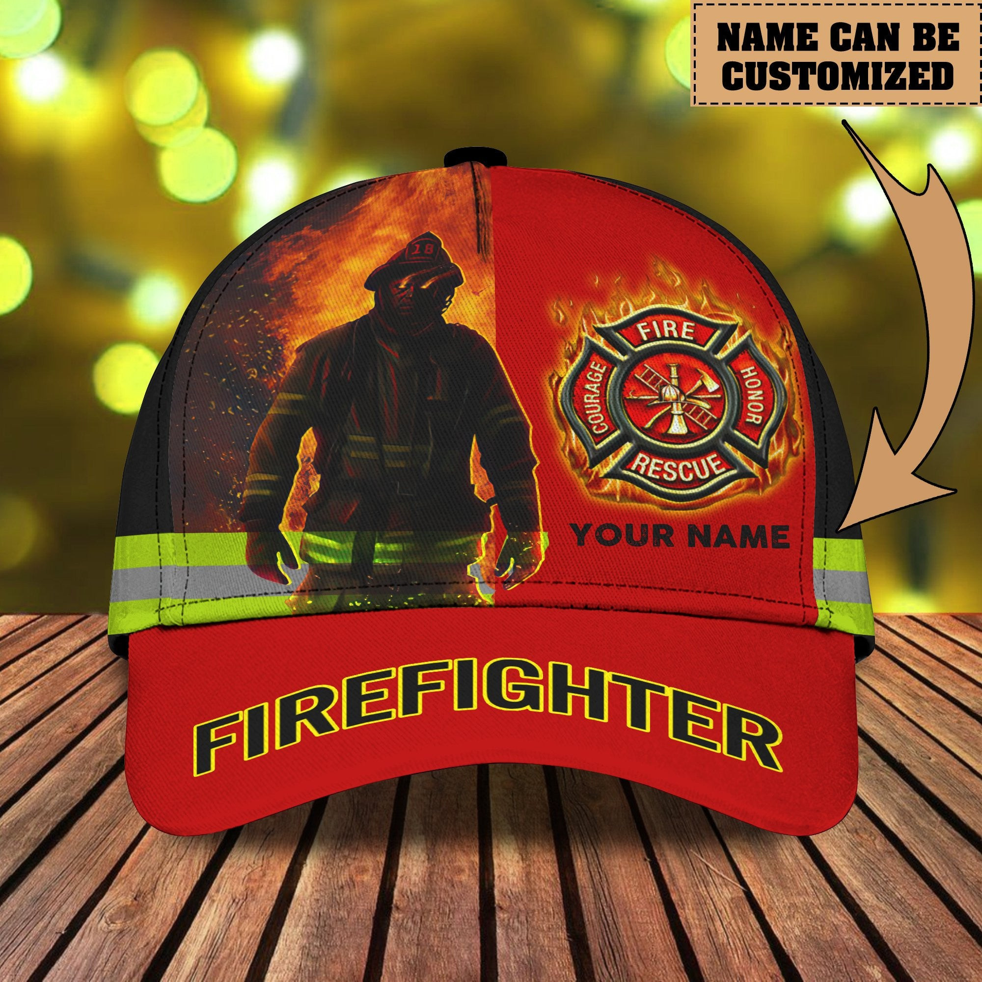 Adeenyc Firefighter - Personalized Name Classic Cap For Firefighter Trucker Hats Custom Hats Gifts For Men & Women