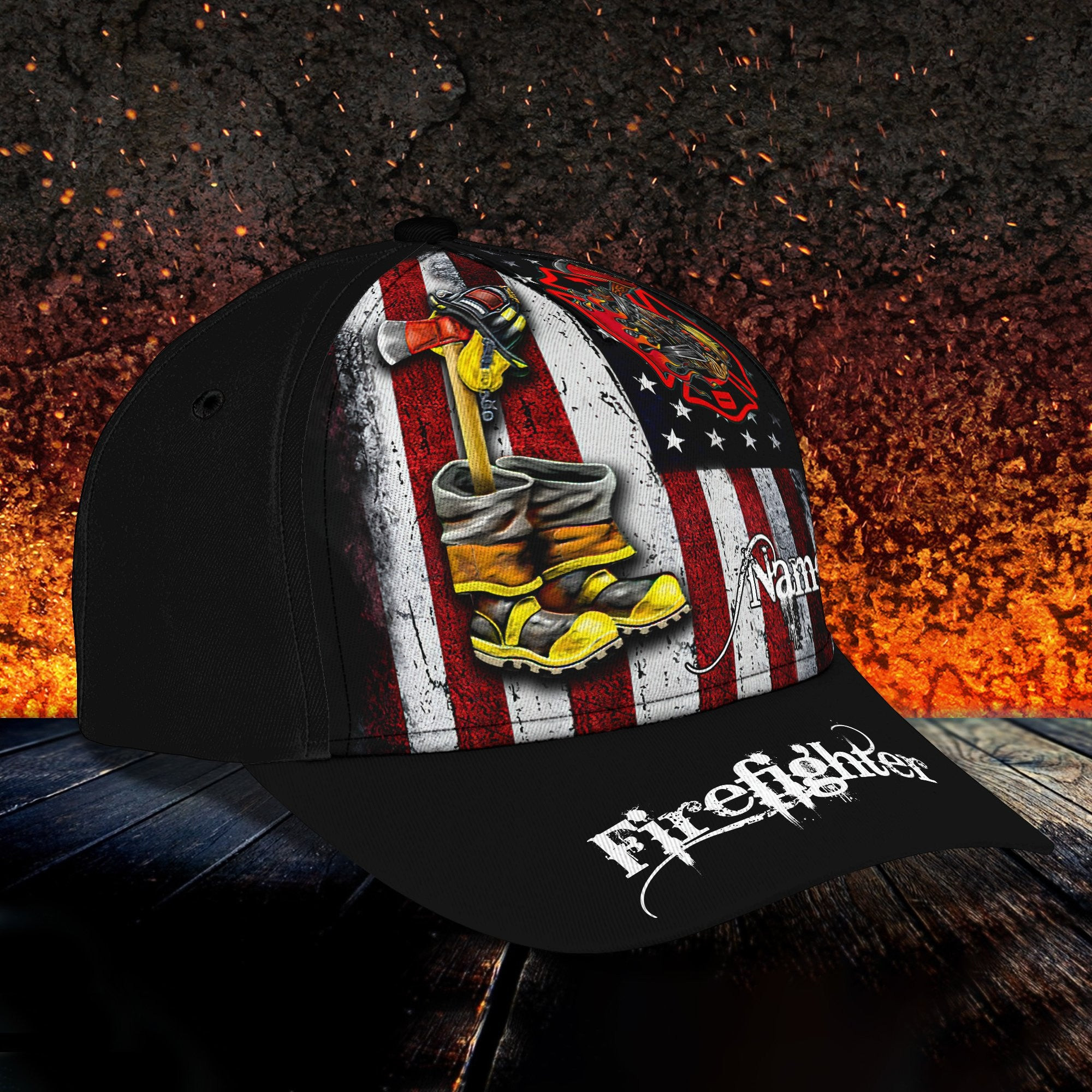 Adeenyc Firefighter - Personalized Name Classic Cap For Firefighter Trucker Hats Custom Hats Gifts For Men & Women