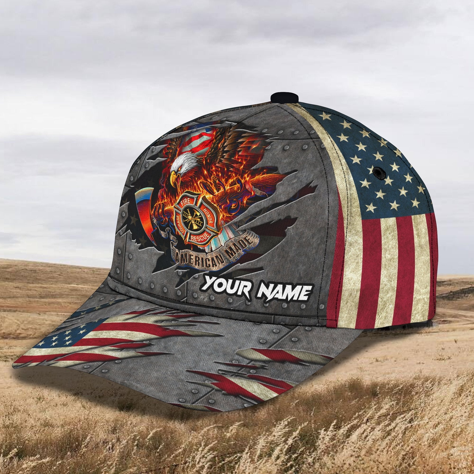 Adeenyc Firefighter - Personalized Name Classic Cap For Firefighter Trucker Hats Custom Hats Gifts For Men & Women