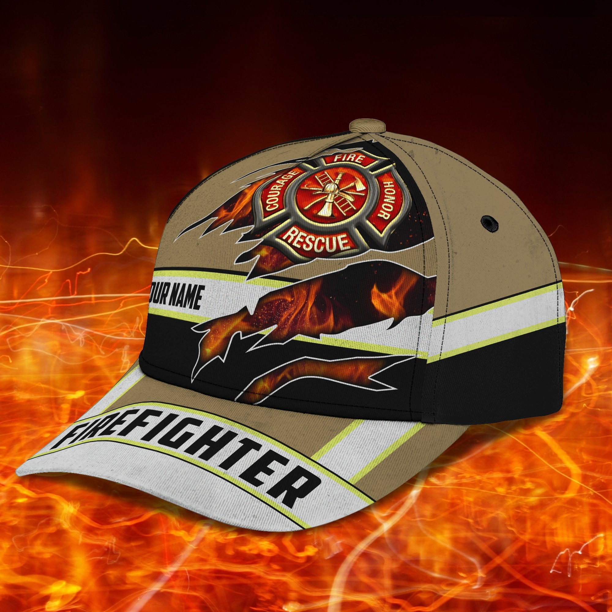 Adeenyc Firefighter - Personalized Name Classic Cap For Firefighter Trucker Hats Custom Hats Gifts For Men & Women