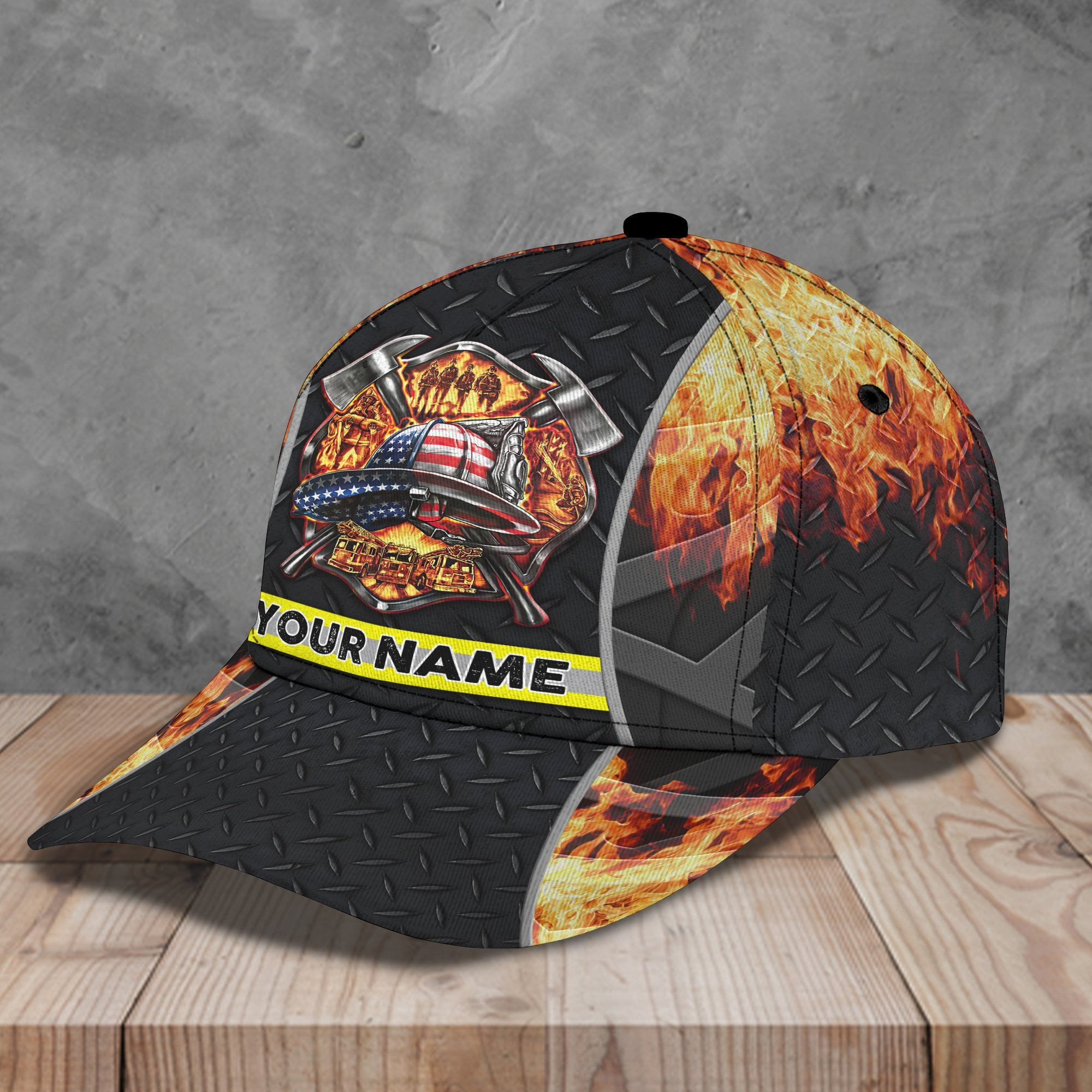 Adeenyc Firefighter - Personalized Name Classic Cap For Firefighter Trucker Hats Custom Hats Gifts For Men & Women