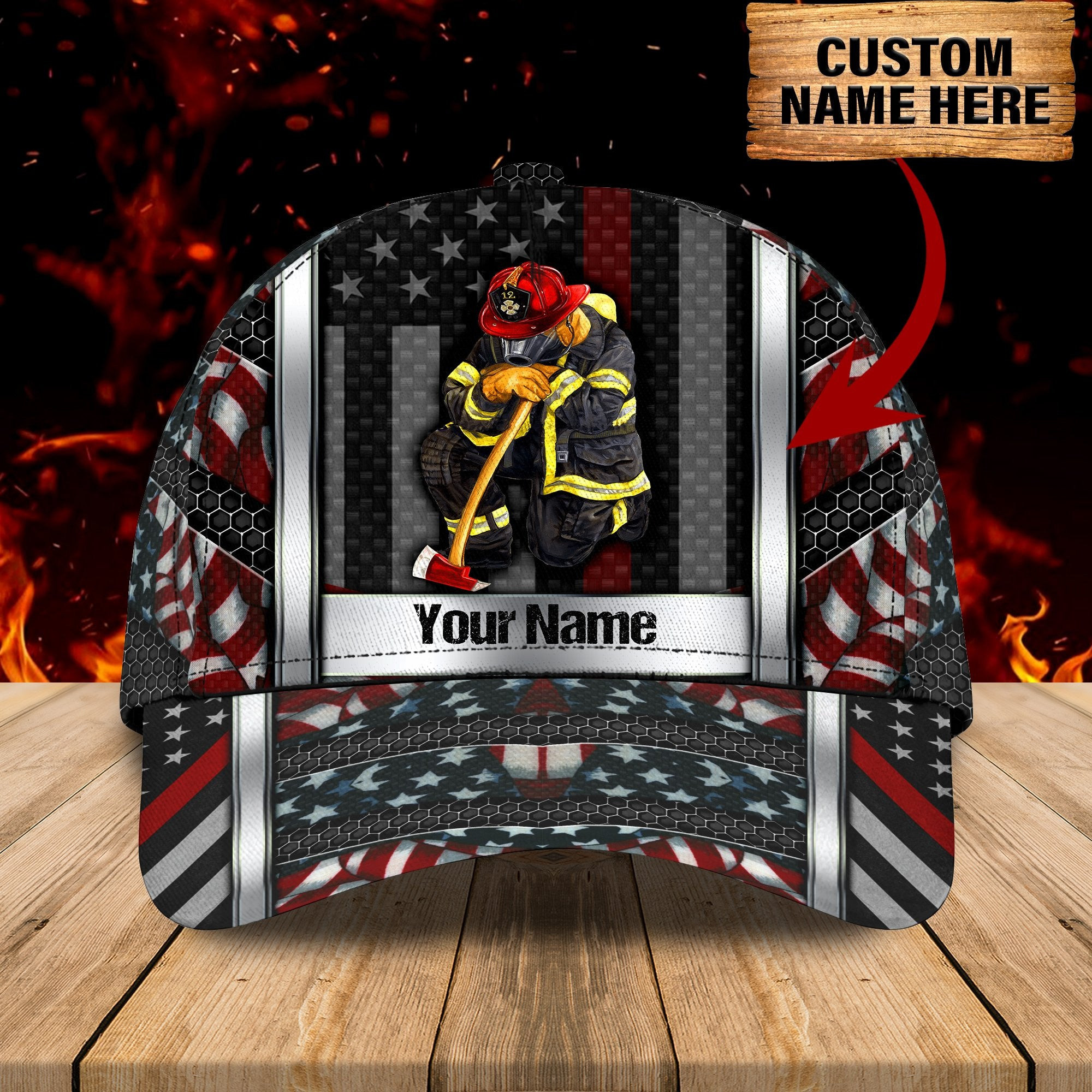 Adeenyc Firefighter - Personalized Name Classic Cap For Firefighter Trucker Hats Custom Hats Gifts For Men & Women